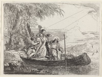 La Madonna, el Niño y los ángeles entrando en el barco de Giovanni Domenico Tiepolo