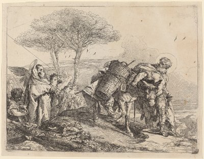La Madonna y el Niño a la izquierda, con una fila de ángeles de Giovanni Domenico Tiepolo