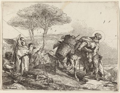 La Virgen y el Niño a la izquierda, con una fila de ángeles de Giovanni Domenico Tiepolo