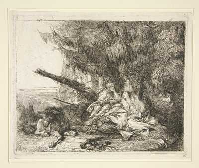 El Descanso en la Huida a Egipto, de la serie Idee pittoresche sopra la fuga en Egitto (Huida a Egipto) de Giovanni Domenico Tiepolo