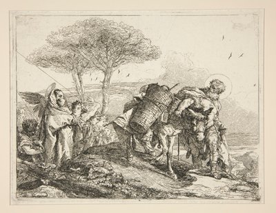 La Virgen con el Niño en brazos, de la serie Idee pittoresche sopra la fuga en Egitto (Huida a Egipto) de Giovanni Domenico Tiepolo