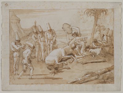 La mujer con un pandero, 1790s de Giovanni Domenico Tiepolo