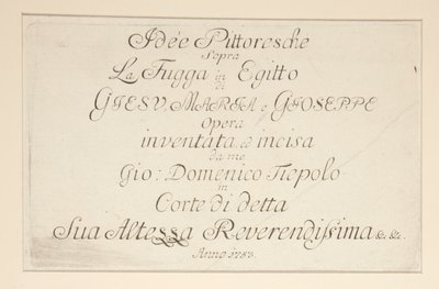 Portada, de la serie Ideas pintorescas sobre la huida a Egipto de Giovanni Domenico Tiepolo
