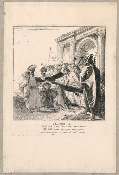 Vía crucis - Estación III, Cae bajo la cruz por primera vez de Giovanni Domenico Tiepolo