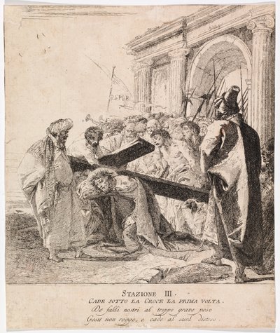 Via crucis - Estación III. Jesús cae por primera vez de Giovanni Domenico Tiepolo