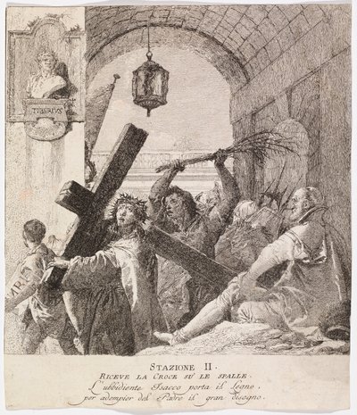 Via crucis - Estación II. Jesús toma su cruz de Giovanni Domenico Tiepolo