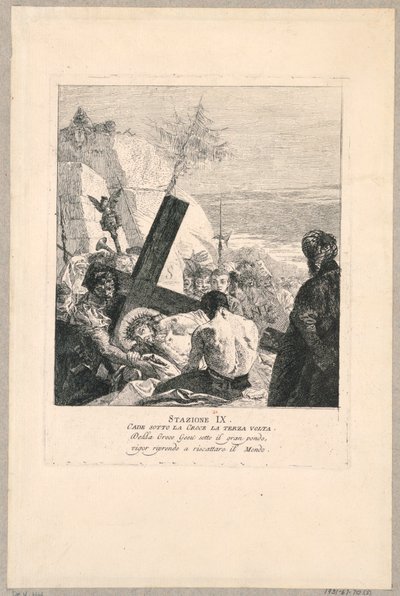 Vía crucis - Estación IX, cae bajo la cruz por tercera vez de Giovanni Domenico Tiepolo