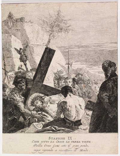 Via crucis - Estación IX. Jesús cae por tercera vez de Giovanni Domenico Tiepolo