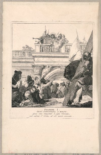 Vía crucis - Estación I, Jesús condenado a muerte de Giovanni Domenico Tiepolo