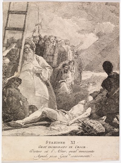Via crucis - Estación XI. Jesús es clavado en la cruz de Giovanni Domenico Tiepolo