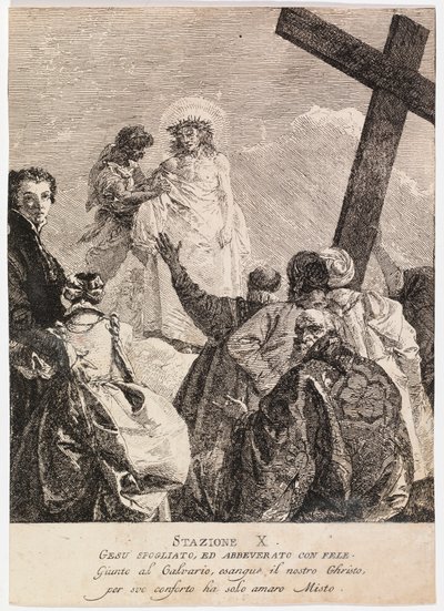 Vía crucis - Estación X. Jesús es despojado de sus vestiduras de Giovanni Domenico Tiepolo