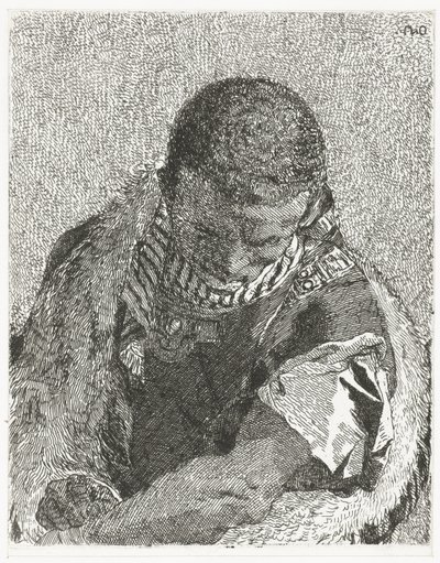 Chico negro con la cabeza inclinada Colección de cabezas (título de la serie) Raccolta di Teste (título de la serie) de Giovanni Domenico Tiepolo