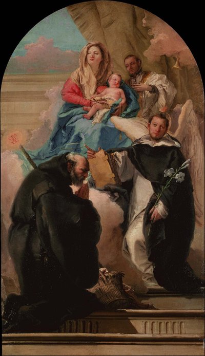 Madonna y el Niño con tres santos de Giovanni Domenico Tiepolo