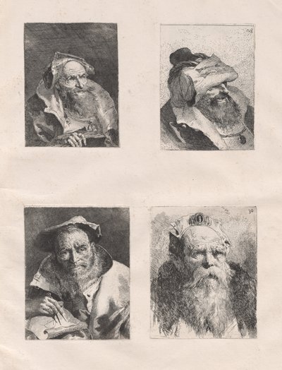 Raccolta di teste (Partes I y II) de Giovanni Domenico Tiepolo, after Giovanni Battista Tiepolo