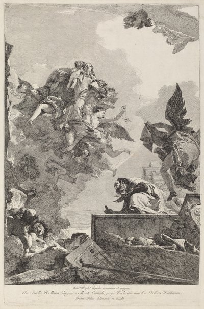 La Virgen del Carmen Apareciendo a San Simón Stock de Giovanni Domenico Tiepolo after Giovanni Battista Tiepolo
