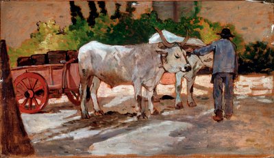 Carro con bueyes y campesino de Giovanni Fattori