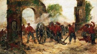 Defensa de Porta Capuana o Batalla de Volturno de Giovanni Fattori