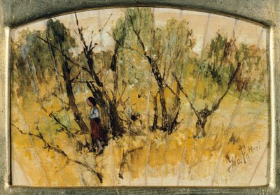 Bosque con una figura, el estudio de un abanico, por Giovanni Fattori de Giovanni Fattori