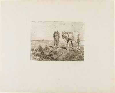 Descanso de los caballos de Giovanni Fattori