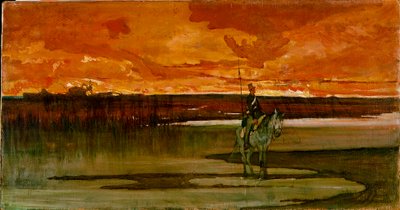 Lanciere di vedetta presso un fiume (El vigía en el río) de Giovanni Fattori