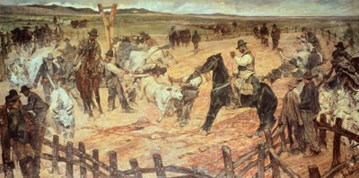 Marcado de toros jóvenes en Maremma de Giovanni Fattori