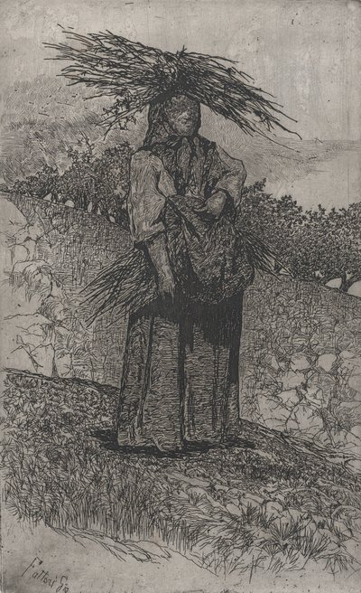 Campesina recogiendo leña, 1884-1908 de Giovanni Fattori