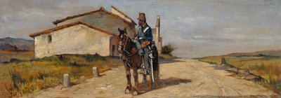 Soldado a caballo o Carabinero a caballo en patrulla de Giovanni Fattori