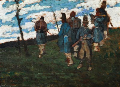 Soldados del 59, c.1859 (óleo sobre tabla) de Giovanni Fattori