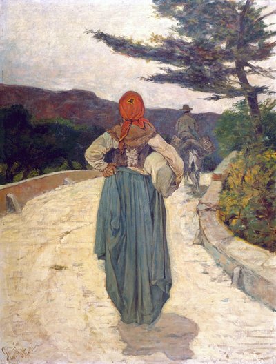 El camino blanco, c.1887 (óleo sobre lienzo) de Giovanni Fattori
