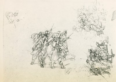 Tres bocetos para grupos de soldados de Giovanni Fattori