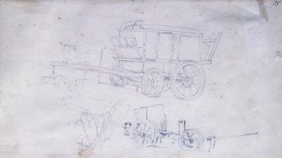 Dos carros y dos soldados de Giovanni Fattori