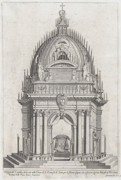 Diseño del catafalco para Francesco Piccolomini de Giovanni Florimi