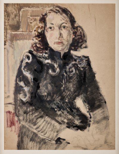 Chica de negro (óleo sobre papel) de Giovanni Forghieri