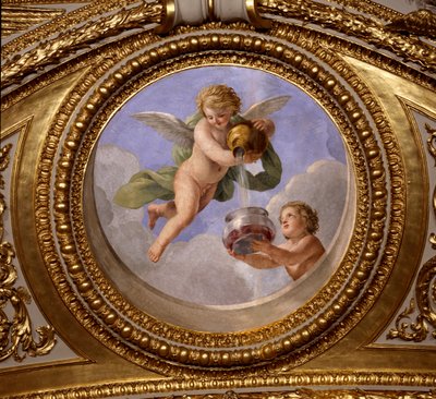 El amor de la continencia. Pintura de Giovanni Romanelli (1601-1662) decorando el techo del Salón Antonino, dormitorio de los apartamentos de verano de la Reina Ana de Austria (1601-1666). Alrededor de 1655-1658. París, Museo del Louvre. de Giovanni Francesco Romanelli
