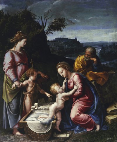 La Sagrada Familia con el joven Juan el Bautista y Santa Catalina de Giovanni Francesco (c.1488 1528) Penni