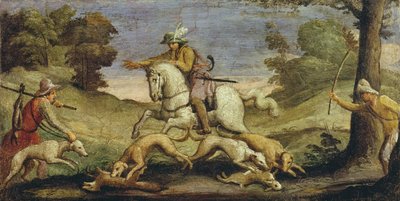 Caza de liebres, 1615 de Giovanni Francesco Barbieri