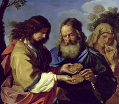 Sansón ofreciendo un panal a sus padres de Giovanni Francesco Barbieri