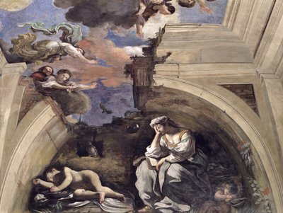 La Sala de Aurora (detalle de una alegoría de la noche) de Giovanni Francesco Barbieri