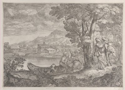 Paisaje con la huida a Egipto, 1626-80 de Giovanni Francesco Grimaldi