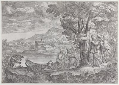 Paisaje con la huida a Egipto de Giovanni Francesco Grimaldi