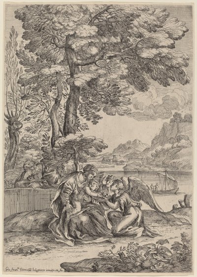 El Descanso en la Huida a Egipto de Giovanni Francesco Grimaldi
