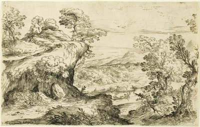 Dos hombres en la cima de una montaña de Giovanni Francesco Grimaldi