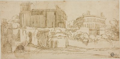 Vista de la iglesia y las ruinas de Giovanni Francesco Grimaldi