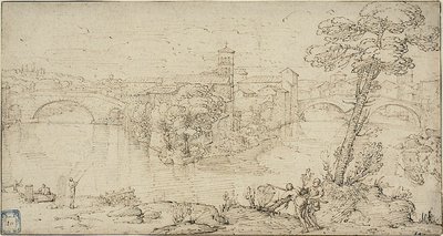 Vista de Isola Tiberina de Giovanni Francesco Grimaldi