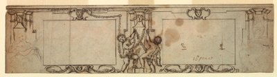 Dibujo, Proyecto de panelado tallado, 1650 de Giovanni Francesco Romanelli