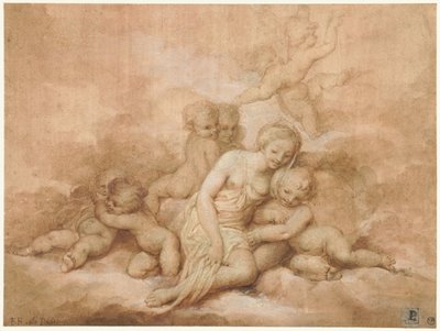 Mujer con hijos de Giovanni Francesco Romanelli