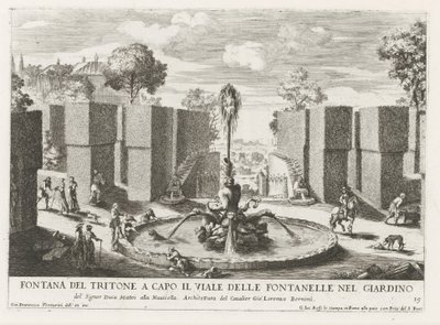 Fontein conoció a Triton en de tuinen van de Villa Celimontana te Rome Fuente Tritón en la cabecera de la avenida de fuentes en el jardín (...) (título sobre objeto) Las fuentes en los palacios y jardines de Roma (título de la serie) Fonteinen in de paleiz de Giovanni Francesco Venturini