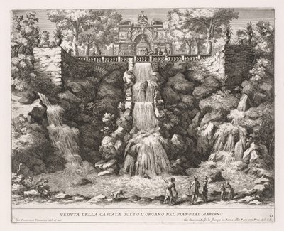 The Fountains of Rome (Le fontane di Roma), Book IV, plate 21: View of the Cascade below the Organ from the Garden (Veduta della Cascata Sotto L