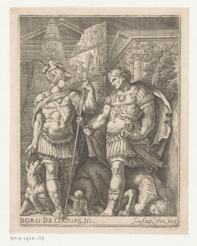 Dos soldados en una ciudad de Giovanni Francesco Venturini