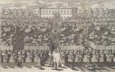 Vista del Palacio desde el Plano del Jardín con sus Fuentes de Giovanni Francesco Venturini